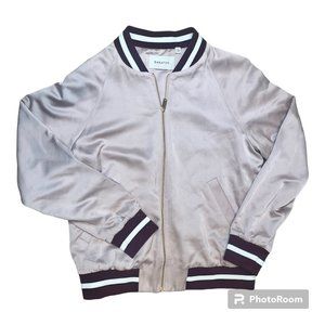 Aritiza Babaton baby pink satin Forbes bomber varsity baseball jacket